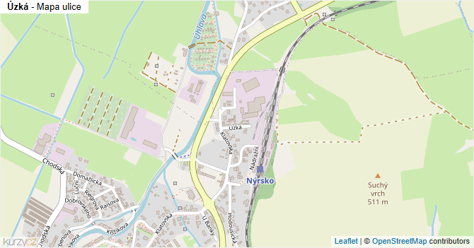 Úzká - mapa ulice