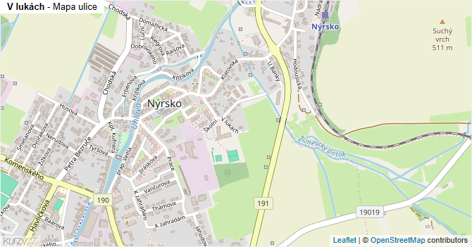 V lukách - mapa ulice
