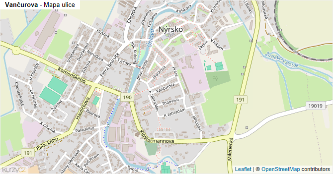 Vančurova - mapa ulice