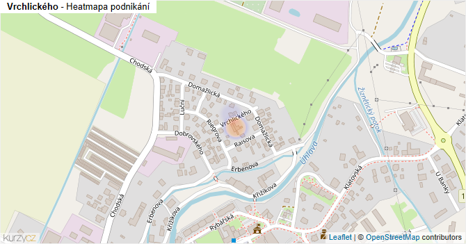 Vrchlického - mapa podnikání