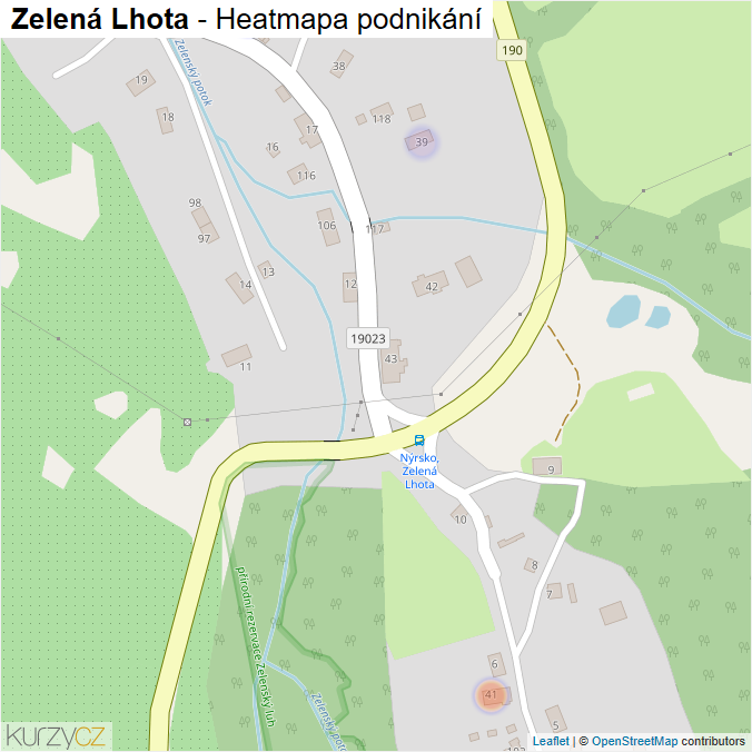 Mapa Zelená Lhota - Firmy v části obce.