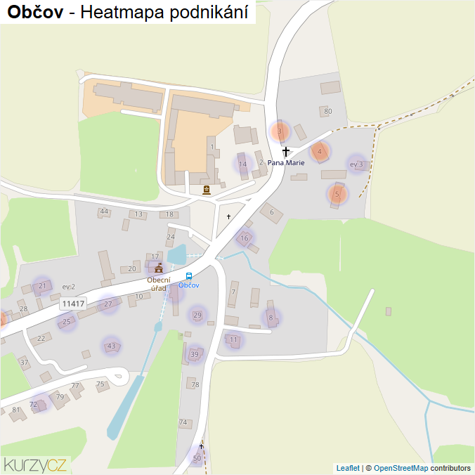 Mapa Občov - Firmy v části obce.