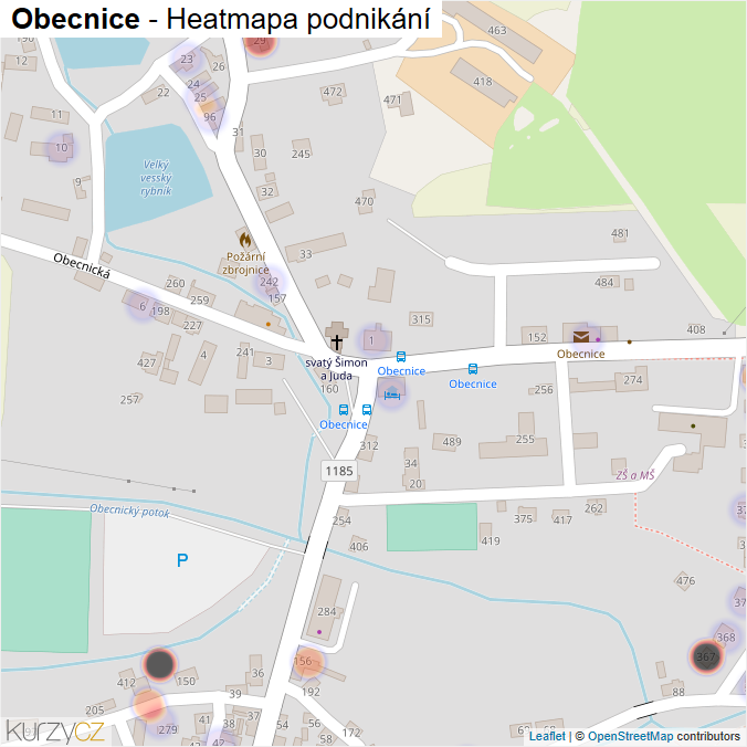 Mapa Obecnice - Firmy v části obce.