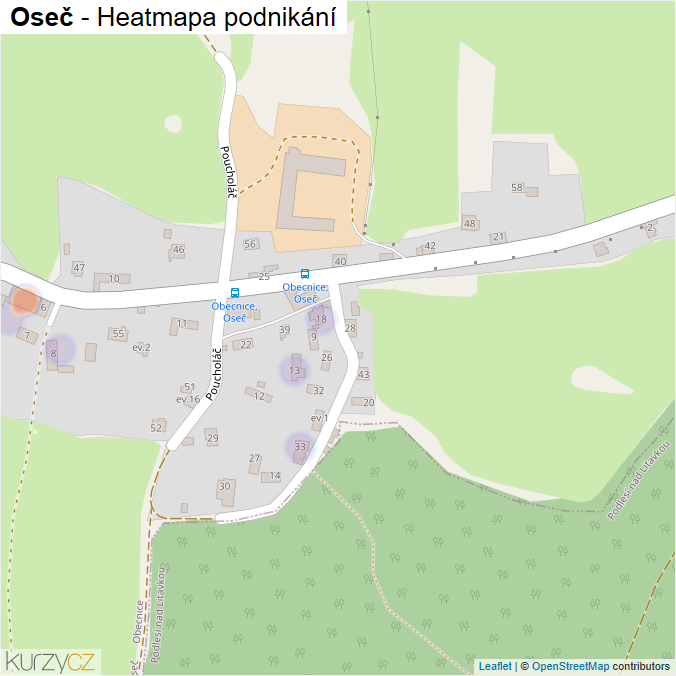 Mapa Oseč - Firmy v části obce.
