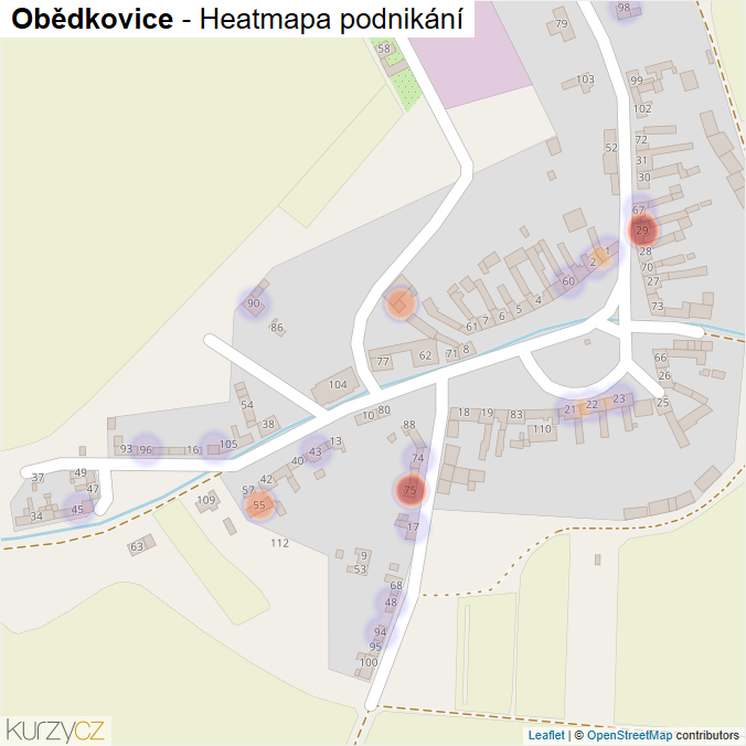 Mapa Obědkovice - Firmy v části obce.