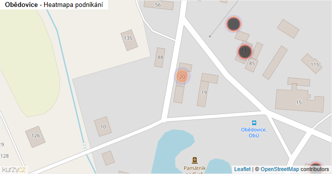 Obědovice - mapa podnikání