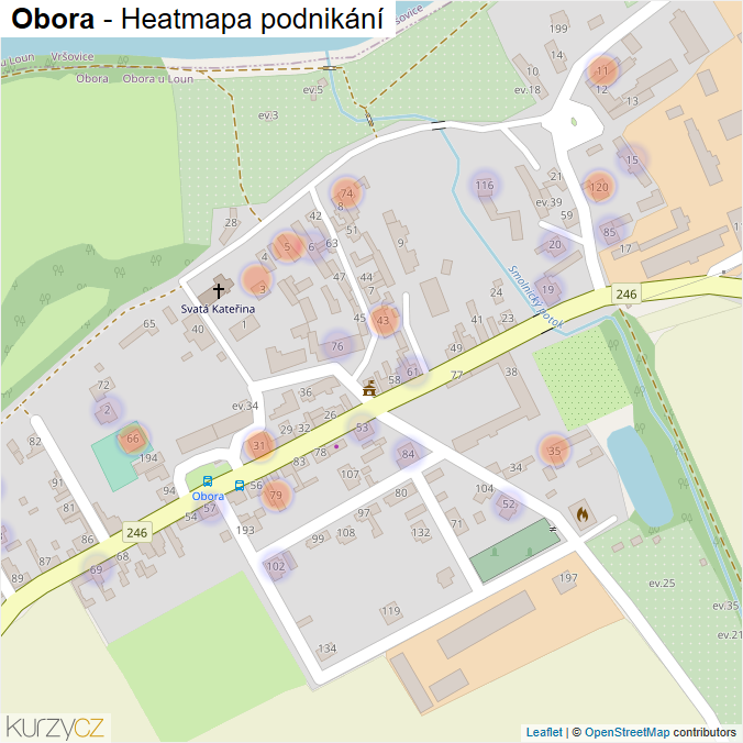 Mapa Obora - Firmy v části obce.