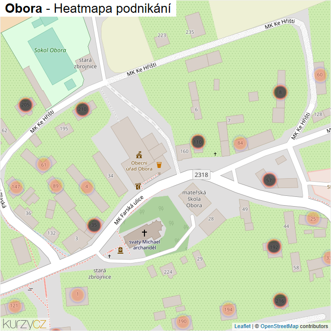 Mapa Obora - Firmy v obci.