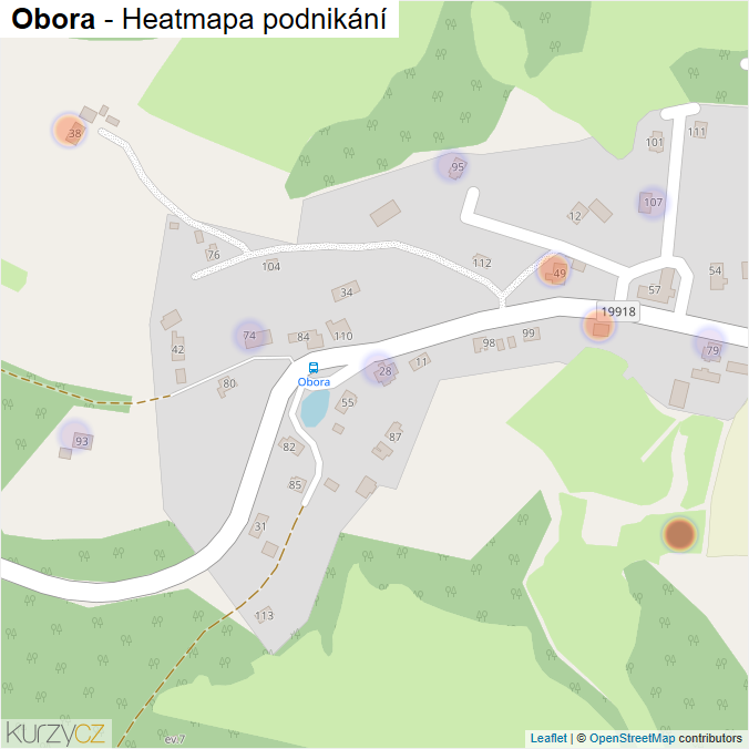 Mapa Obora - Firmy v části obce.