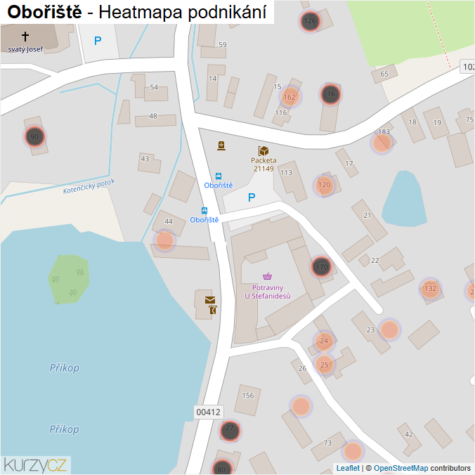 Mapa Obořiště - Firmy v obci.