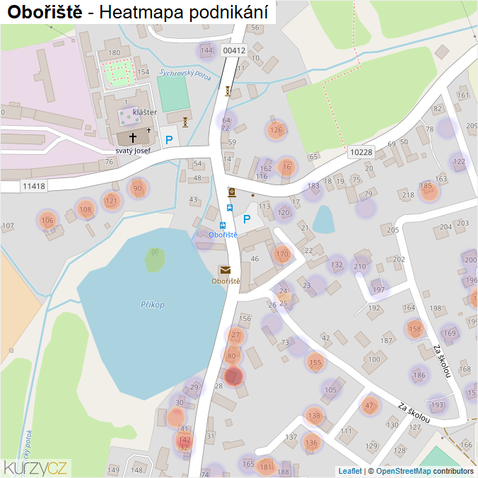 Mapa Obořiště - Firmy v části obce.