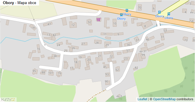 Obory - mapa obce