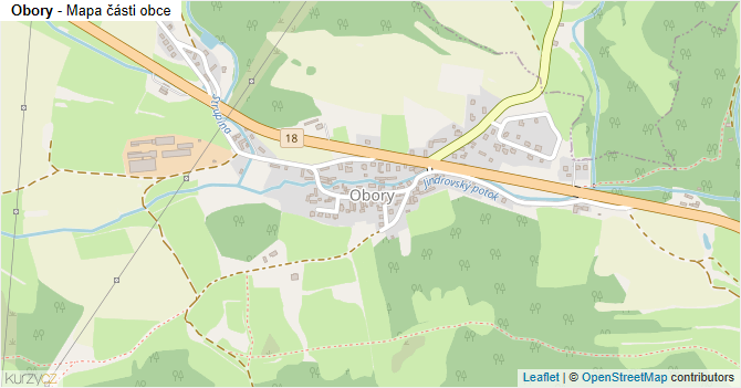 Obory - mapa části obce