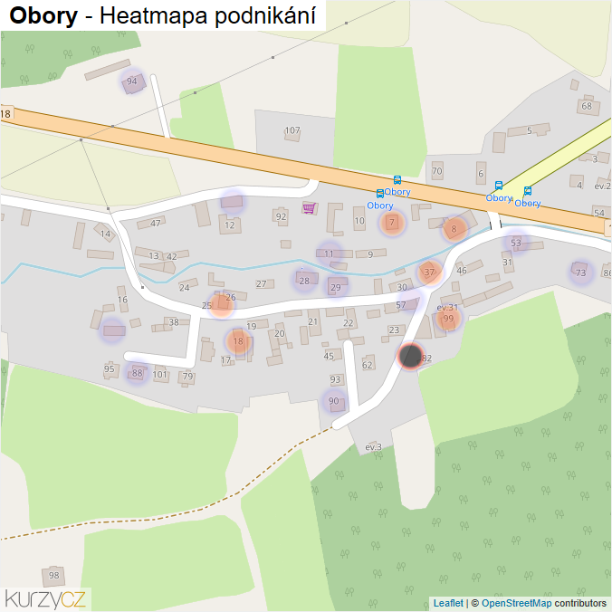 Mapa Obory - Firmy v části obce.