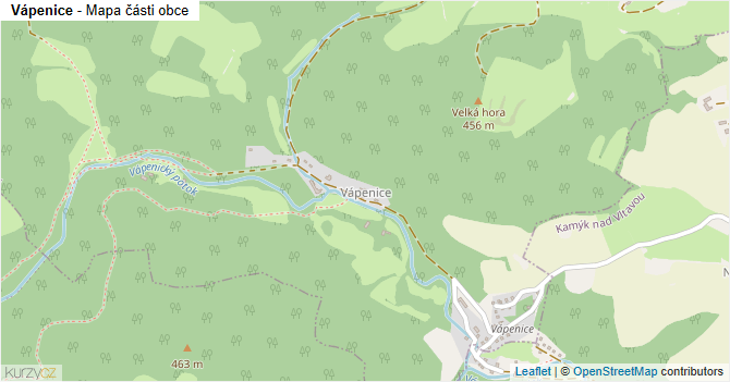 Vápenice - mapa části obce