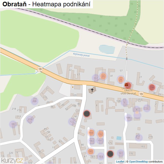Mapa Obrataň - Firmy v části obce.