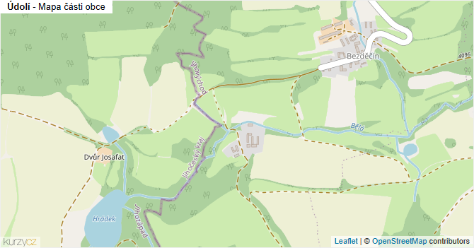 Údolí - mapa části obce