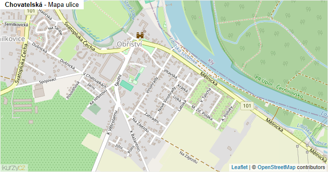 Chovatelská - mapa ulice