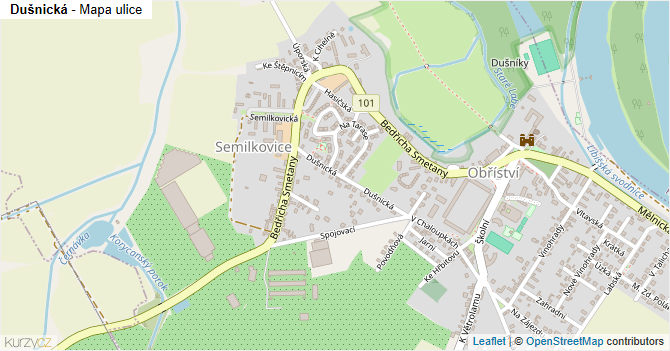 Dušnická - mapa ulice