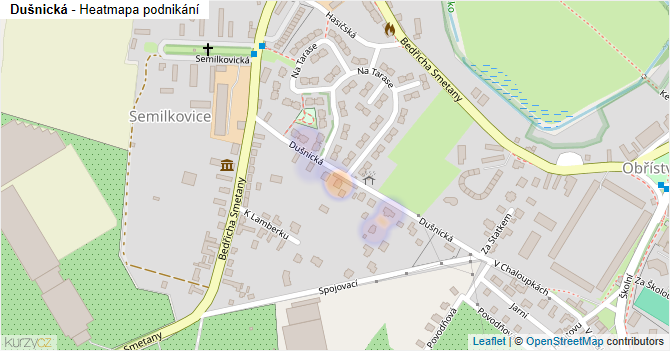Dušnická - mapa podnikání