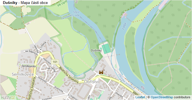 Dušníky - mapa části obce