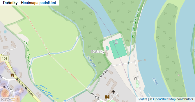 Dušníky - mapa podnikání