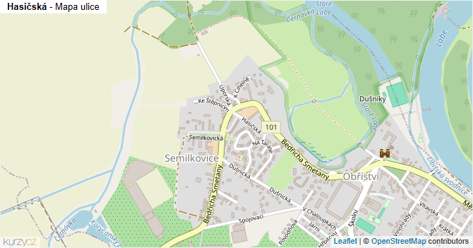 Hasičská - mapa ulice
