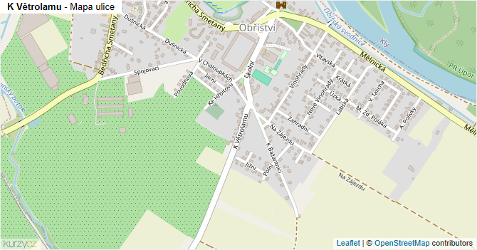 K Větrolamu - mapa ulice