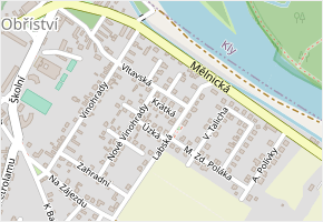 Krátká v obci Obříství - mapa ulice