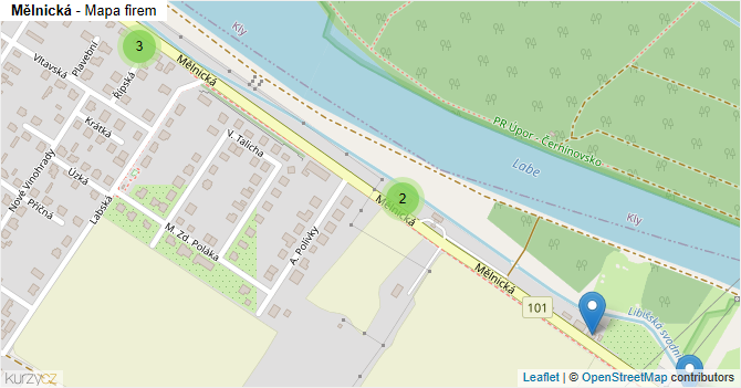 Mělnická - mapa firem
