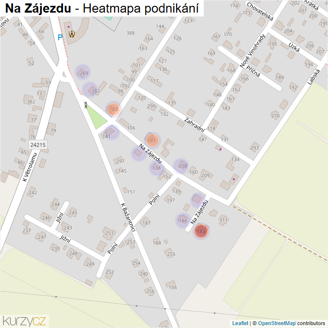 Mapa Na Zájezdu - Firmy v ulici.