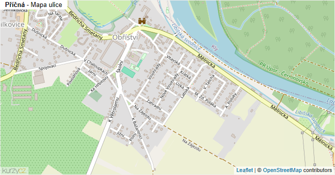 Příčná - mapa ulice