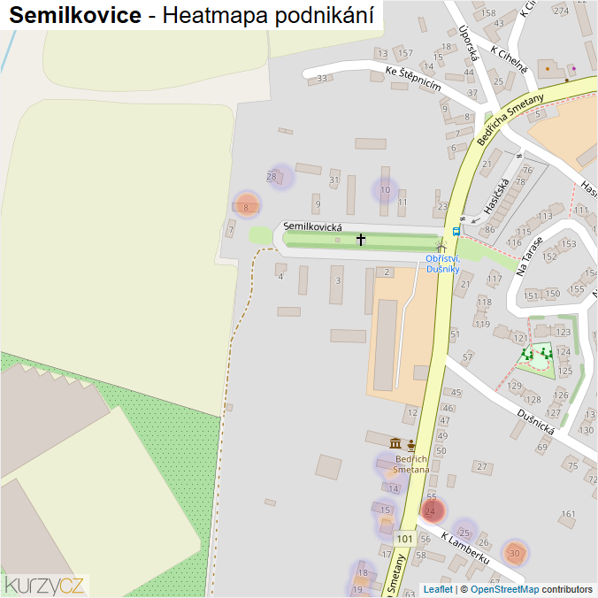 Mapa Semilkovice - Firmy v části obce.