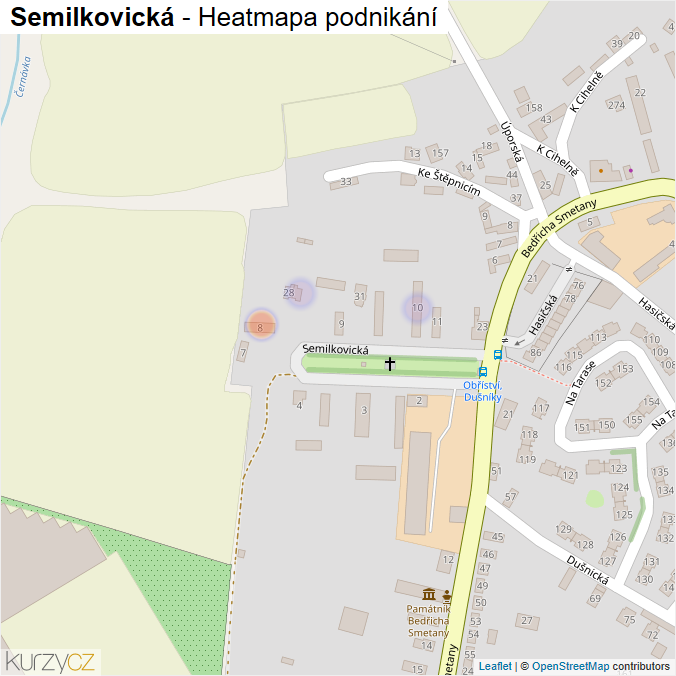 Mapa Semilkovická - Firmy v ulici.