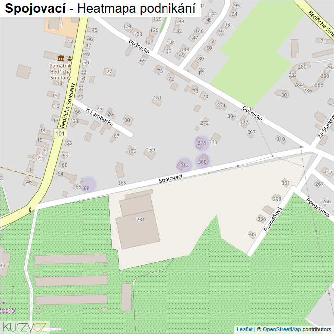 Mapa Spojovací - Firmy v ulici.
