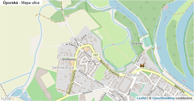 Úporská - mapa ulice