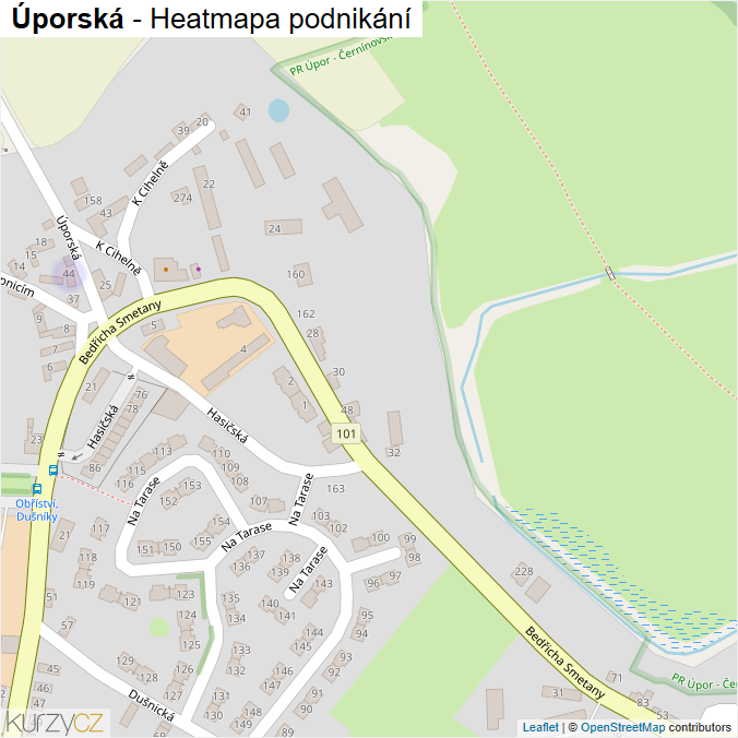 Mapa Úporská - Firmy v ulici.