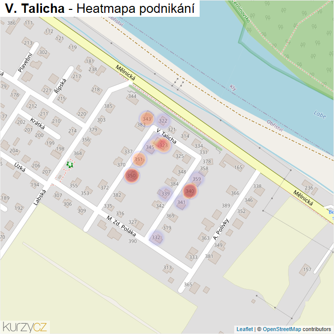 Mapa V. Talicha - Firmy v ulici.