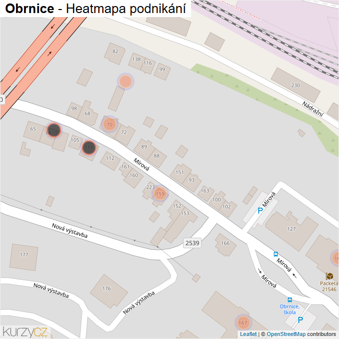 Mapa Obrnice - Firmy v obci.