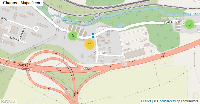 Chanov - mapa firem