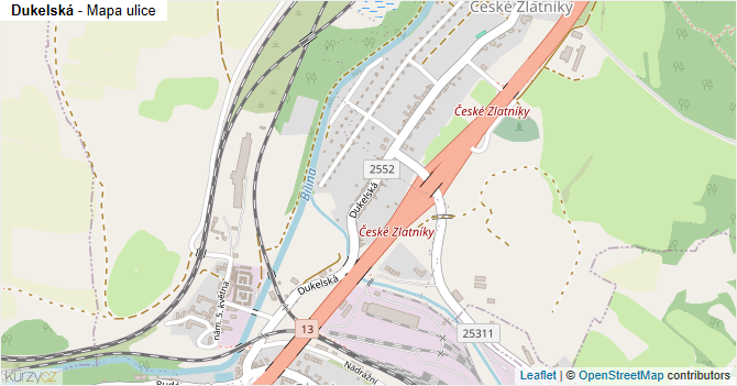 Dukelská - mapa ulice