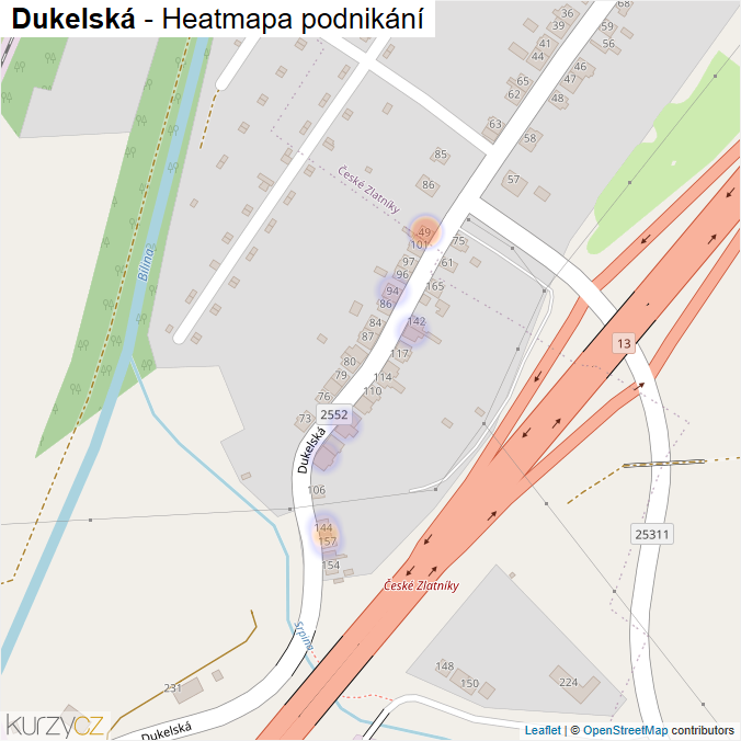 Mapa Dukelská - Firmy v ulici.