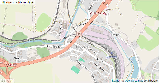 Nádražní - mapa ulice