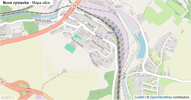 Nová výstavba - mapa ulice