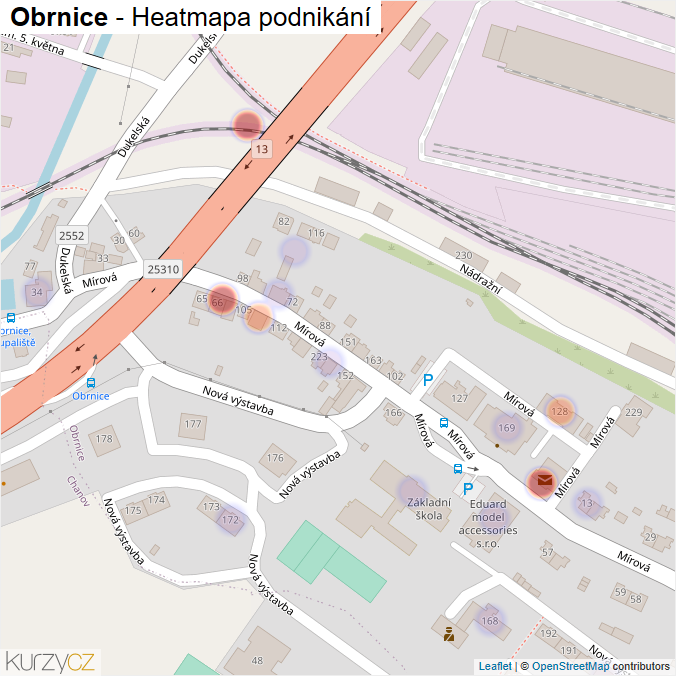 Mapa Obrnice - Firmy v části obce.