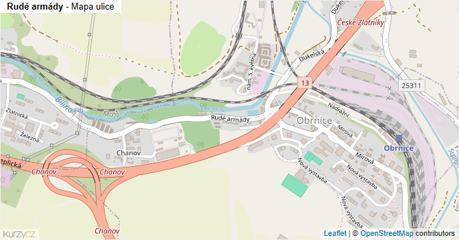 Rudé armády - mapa ulice