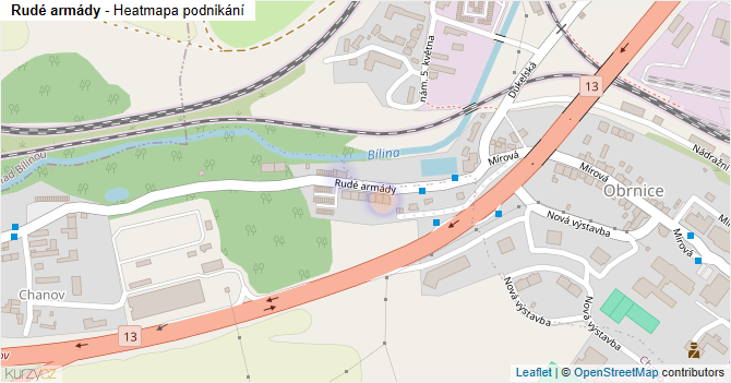 Rudé armády - mapa podnikání