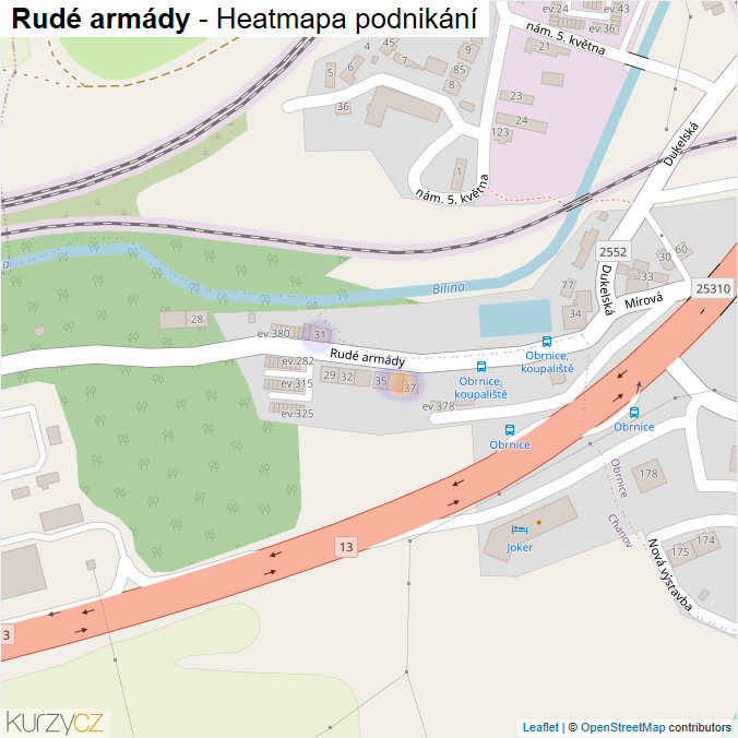 Mapa Rudé armády - Firmy v ulici.