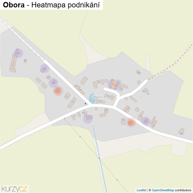 Mapa Obora - Firmy v části obce.