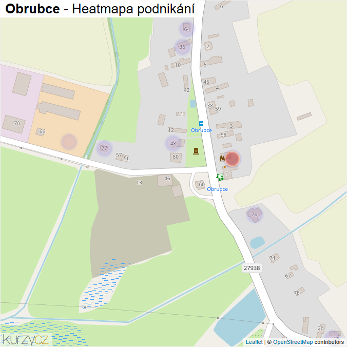 Mapa Obrubce - Firmy v části obce.